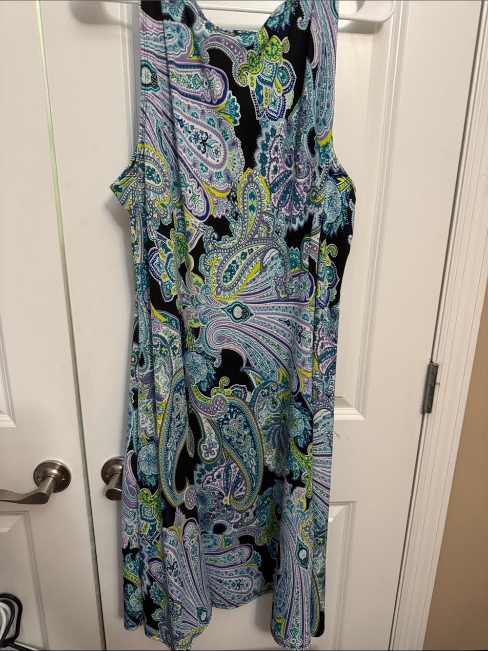 Kim Rogers Black Paisley Maxi Dress with Blue, Green & Purple Accents - Picture 3 of 5